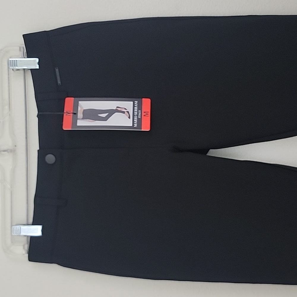 NWT Mario Serrani Black Knit Leggings Slimming High Compact Modern Fit M - Picture 2 of 16